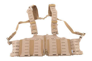 Blue Force Gear RACKminus SAV-2 Chest Rig in Coyote Brown has Ten-Speed SR25 Pockets to hold 4 M4 magazines